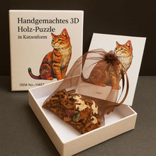Lade das Bild in den Galerie-Viewer, Katzenform 3D Holz-Puzzle