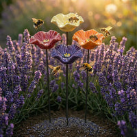 Fiori d'ape fatti a mano – abbeveratoi in ceramica resistenti alle intemperie, set da 4