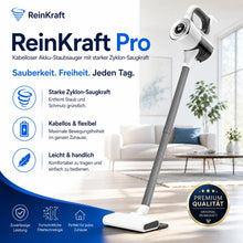 Lade das Bild in den Galerie-Viewer, ReinKraft Pro – Kabelloser 2-in-1 Premium-Akku-Staubsauger starker Zyklon-Saugkraft