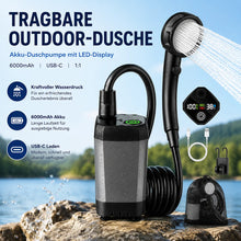 Carica l'immagine nel visualizzatore di Gallery, Tragbare Outdoor-Dusche – Akku-Duschpumpe mit LED-Display, 6000mAh, USB-C