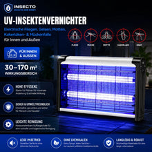 Lade das Bild in den Galerie-Viewer, UV-Insektenvernichter – Elektrische Fliegen, Gelsen, Motten, Kakerlaken- & Mückenfalle für Innen und Außen - 30–170 m²