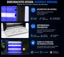 Lade das Bild in den Galerie-Viewer, UV-Insektenvernichter – Elektrische Fliegen, Gelsen, Motten, Kakerlaken- & Mückenfalle für Innen und Außen - 30–170 m²