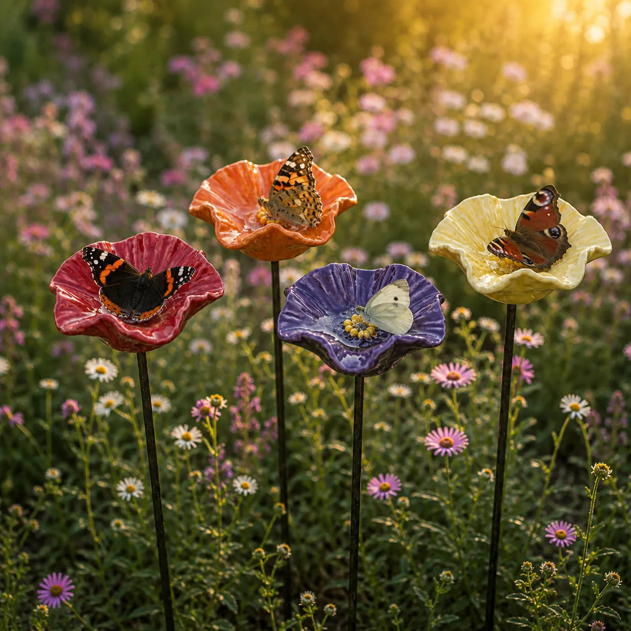 Bevi-insetti in ceramica a fiori di farfalla