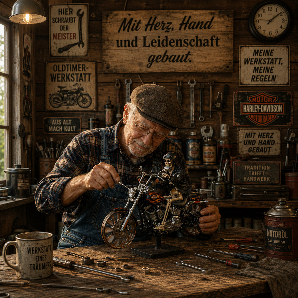 Flammenreiter – Chopper-Windrad - Handgemacht  85 cm