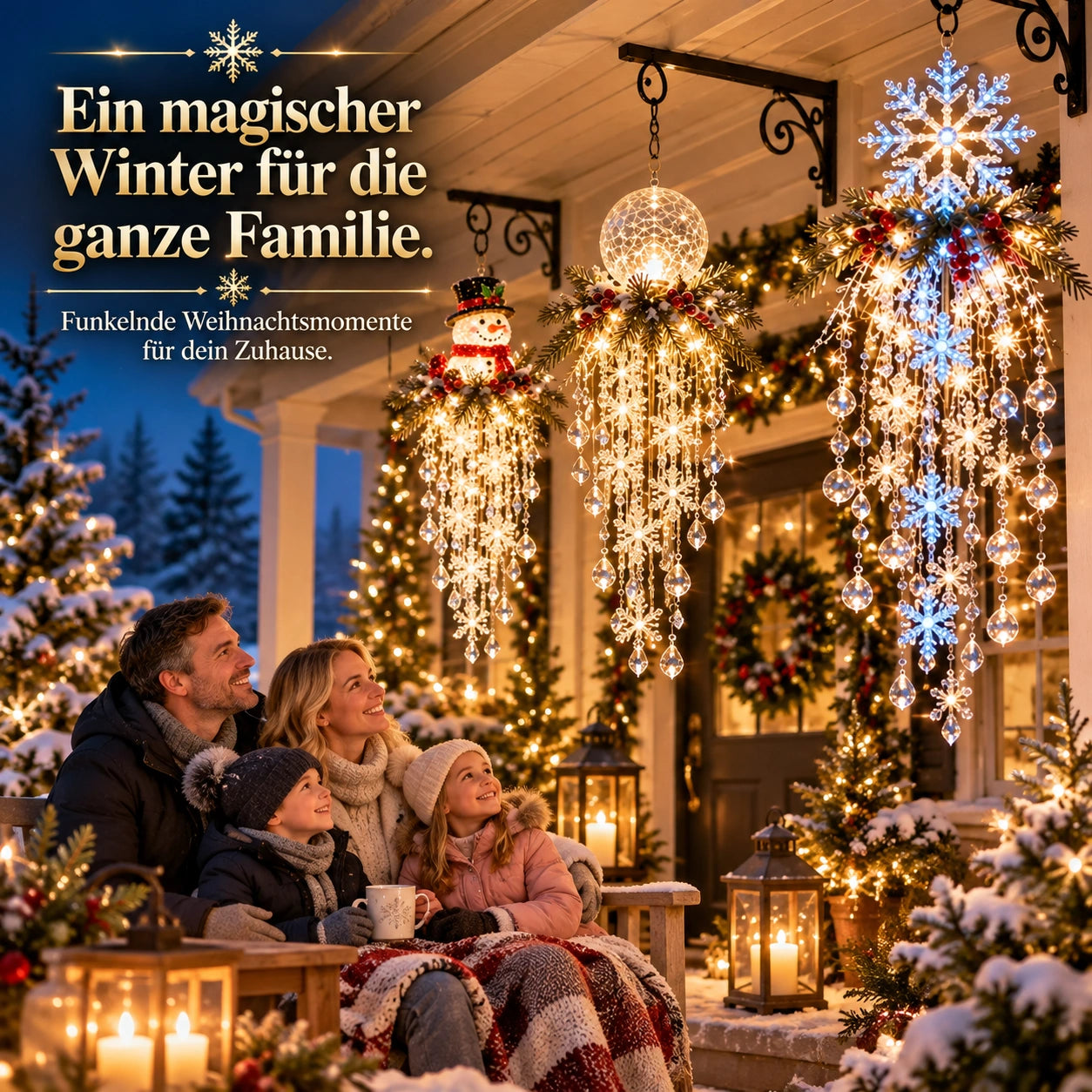Kristall-Kaskade Winterglanz - LED-Weihnachtslicht für deinen leeren Sommer-Haken