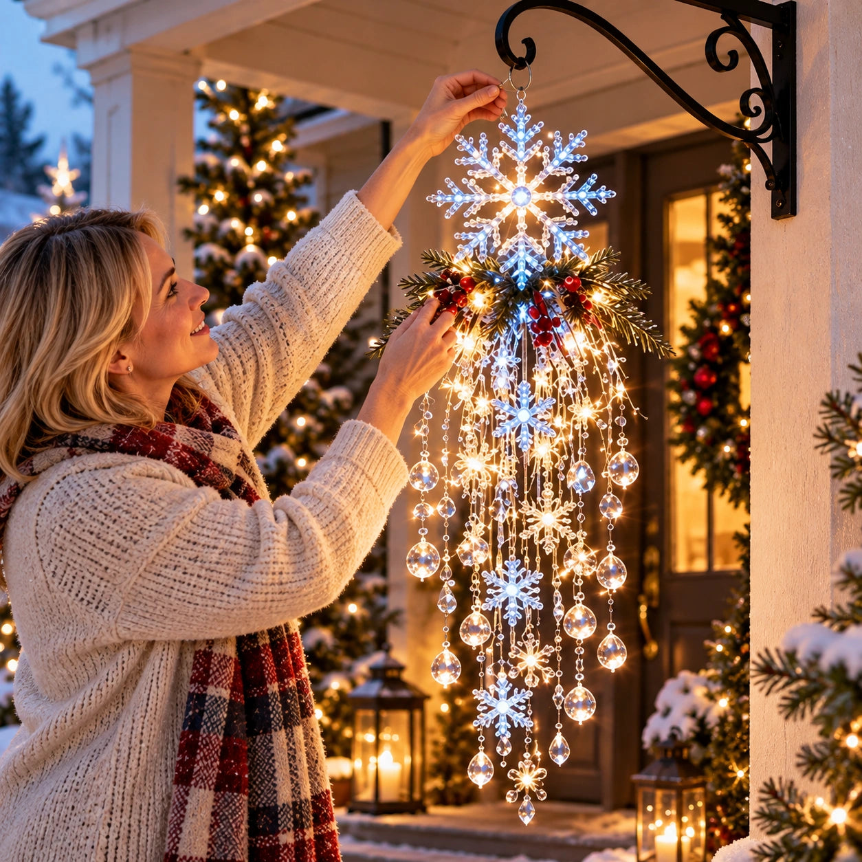 Kristall-Kaskade Winterglanz - LED-Weihnachtslicht für deinen leeren Sommer-Haken