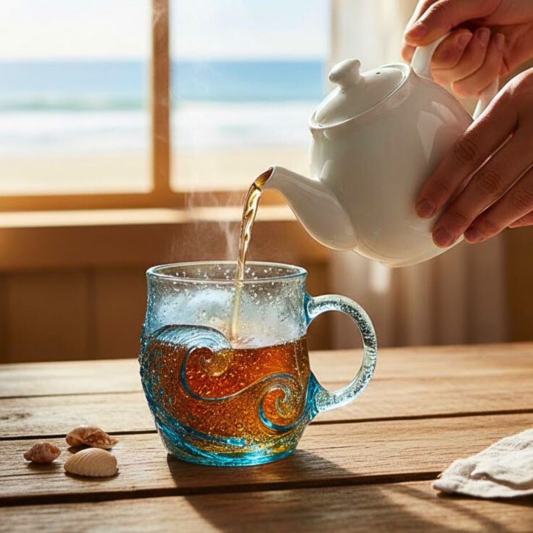 Meeresklang – Handgefertigtes Glas mit Wellenstruktur