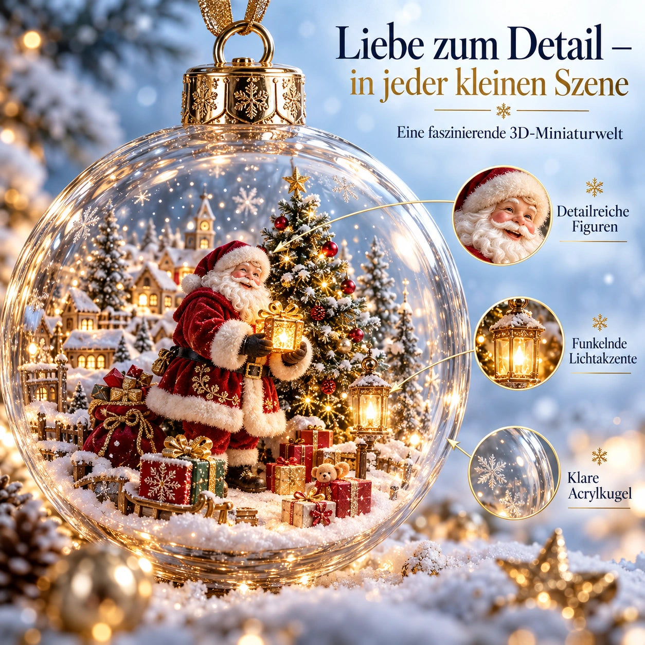 WinterWunder – leuchtende 3D-Weihnachtskugel mit Miniaturwelt