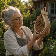 Lade das Bild in den Galerie-Viewer, Wildbienenhotel – Handgeflochten aus Bambus &amp; Hartholz
