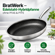 Lade das Bild in den Galerie-Viewer, BratWerk – Edelstahl-Hybridpfanne ohne PFAS &amp; PTFE
