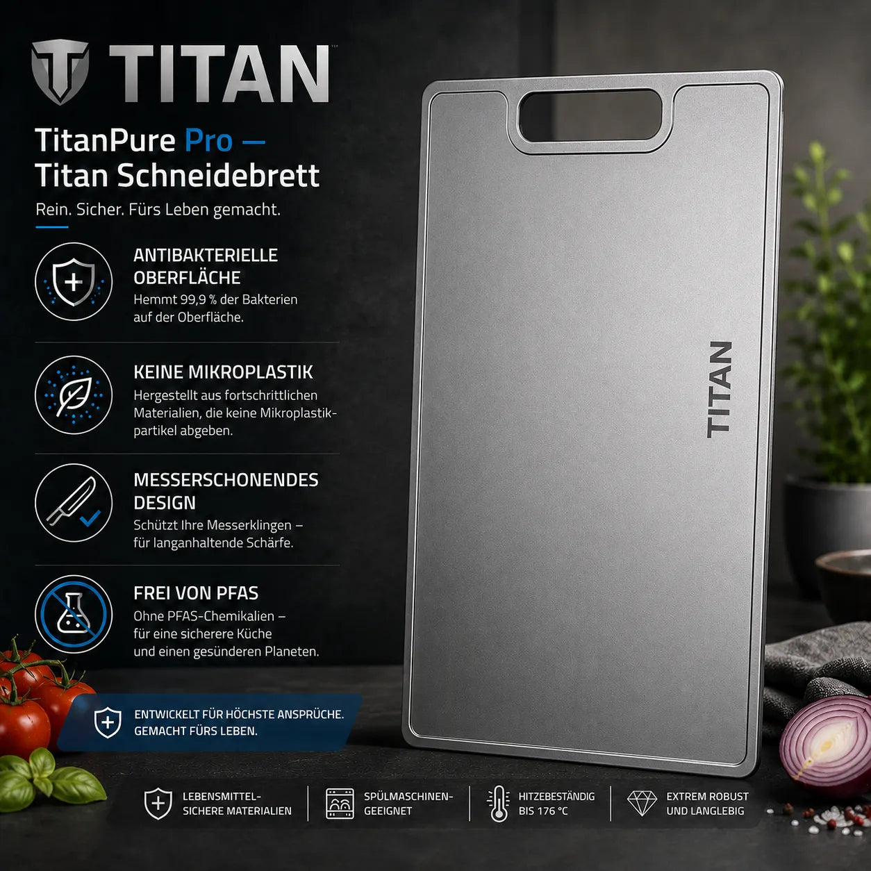 TitanPure Pro — Tagliere in titanio
