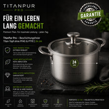 Carica l'immagine nel visualizzatore di Gallery, TitanPur Pro – Pentola in titanio senza rivestimento, PFAS e PTFE | 24 cm
