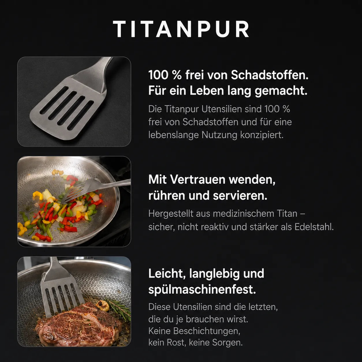 TitanPur Utensilien-Set zum Kochen und Grillen