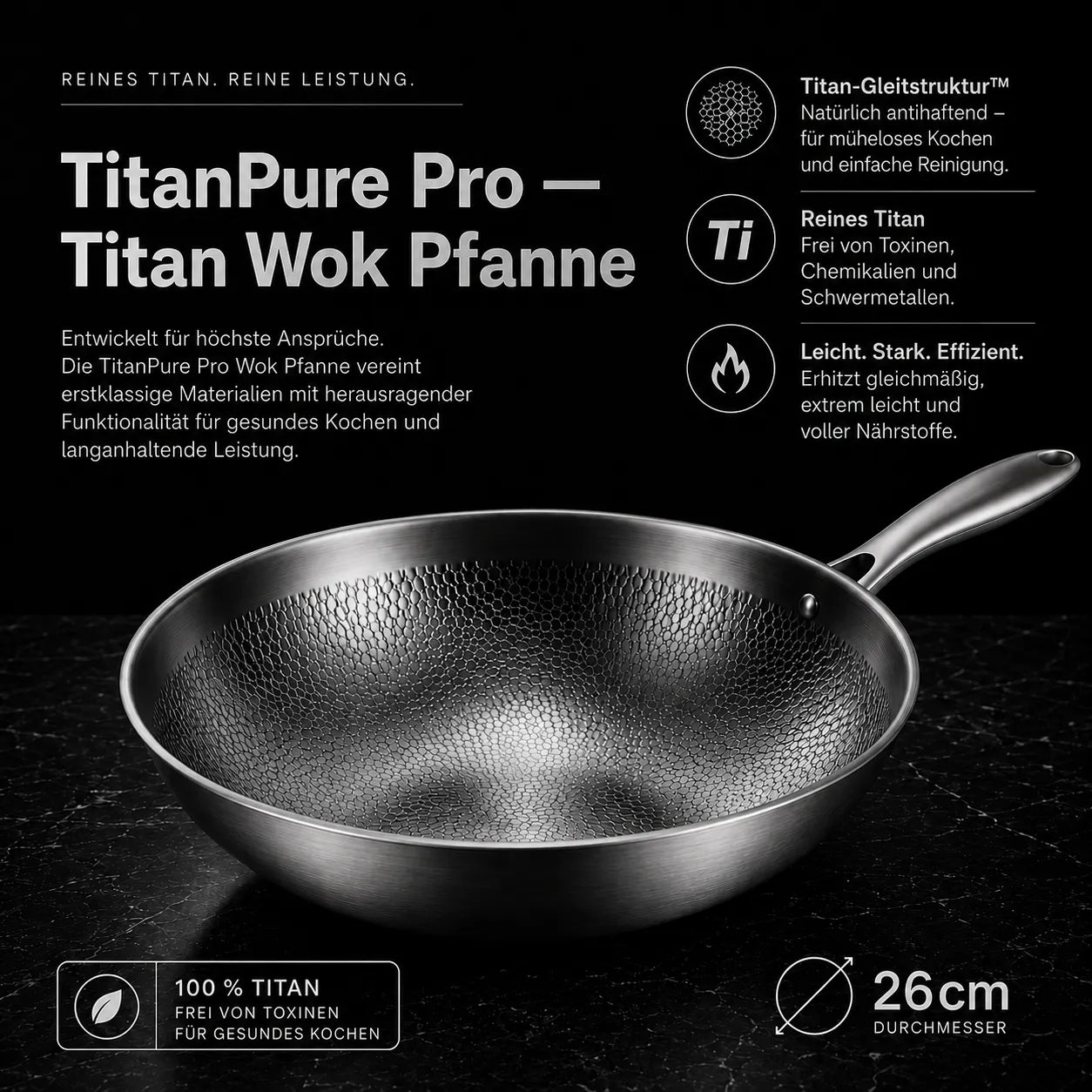 TitanPure Pro — Padella Wok in titanio