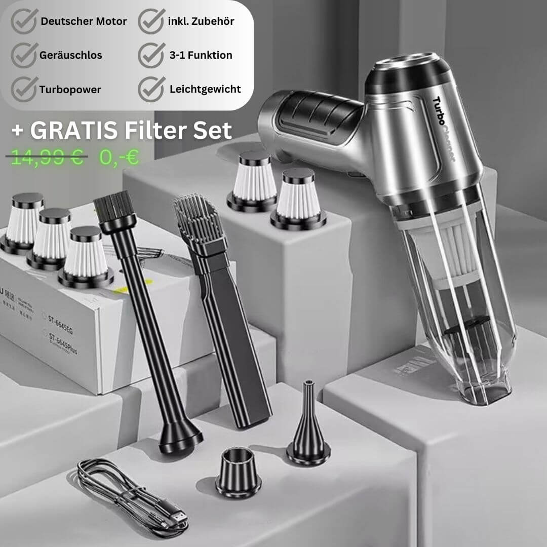 TurboClean Aspirapolvere portatile ad alte prestazioni con set di filtri gratuito